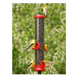 Finch Wild Bird Feeder, Sunflower Seed Tube, Red, 15-In.